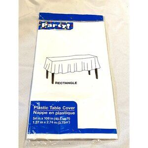 party white plastic rectangle table cover 54 X 108 inches